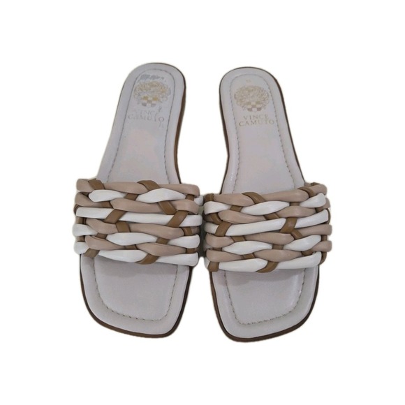 Vince Camuto Erma Woven Sandals, Tan & White, 10 - Picture 1 of 6